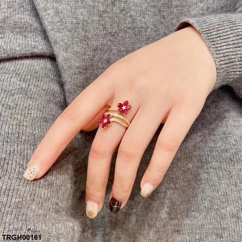 TRGH00161 CJD Double Flower Ring Adjustable - TRGH
