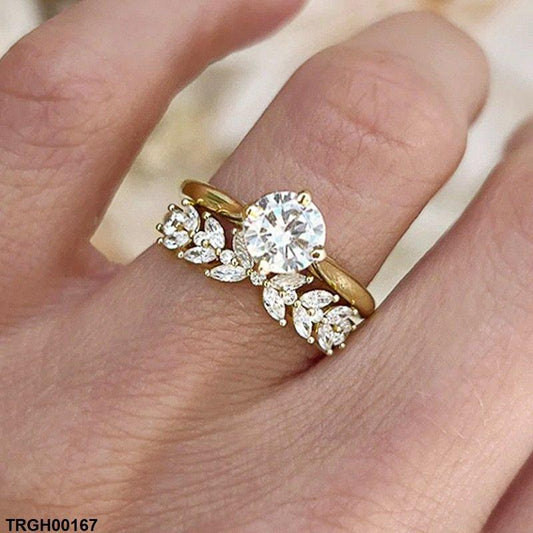 TRGH00167 CSH Round Marquise Couple Ring - TRGH