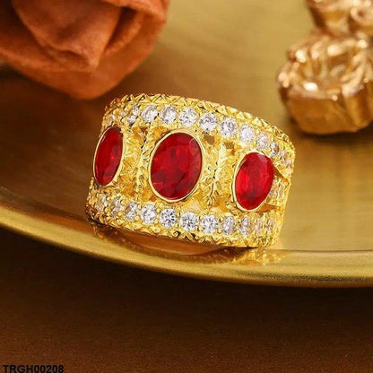 TRGH00208 KYC Oval Red Stone Ring - TRGH