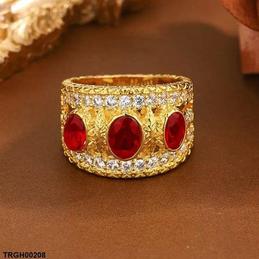 TRGH00208 KYC Oval Red Stone Ring - TRGH