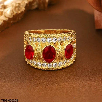 TRGH00208 KYC Oval Red Stone Ring - TRGH