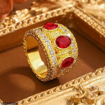 TRGH00208 KYC Oval Red Stone Ring - TRGH