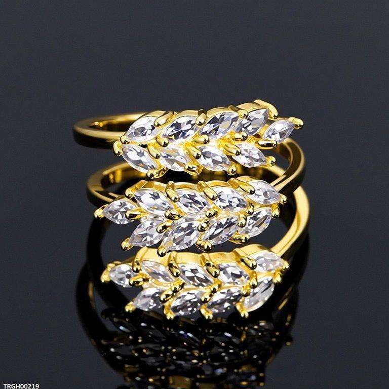 TRGH00219 BYJ Zircon Leaf Ring Adjustable - TRGH