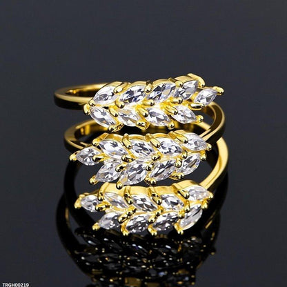 TRGH00219 BYJ Zircon Leaf Ring Adjustable - TRGH