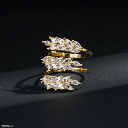 TRGH00219 BYJ Zircon Leaf Ring Adjustable - TRGH
