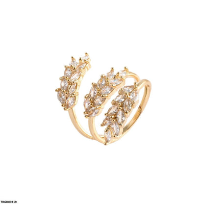 TRGH00219 BYJ Zircon Leaf Ring Adjustable - TRGH