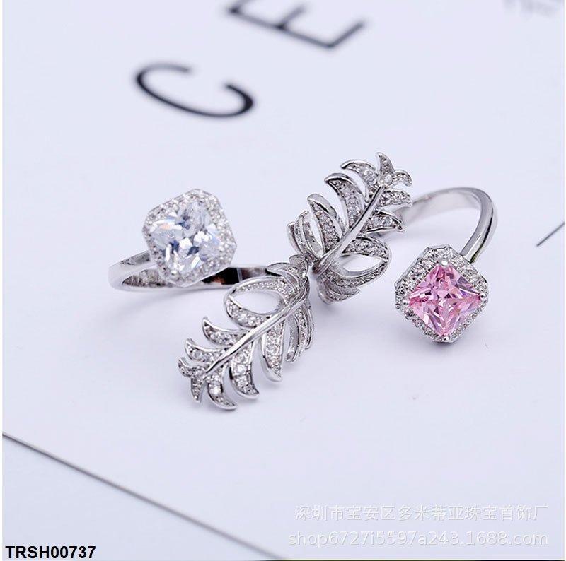 TRSH00737 CJD Leaf & Cushion Ring Adjustable