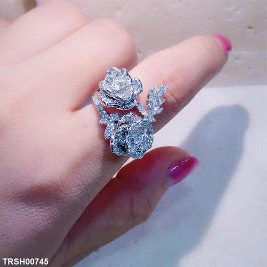 TRSH00745 CJD Doube Flower Ring Adjustable - TRSH
