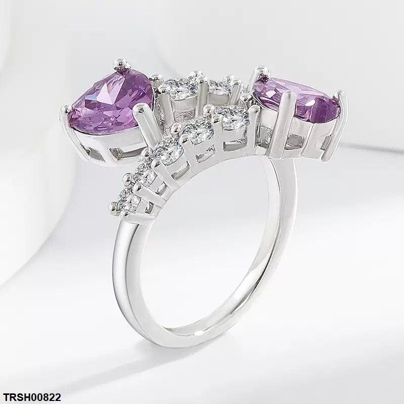 TRSH00822 BLX Round Heart Stone Ring Adjustable - TRSH