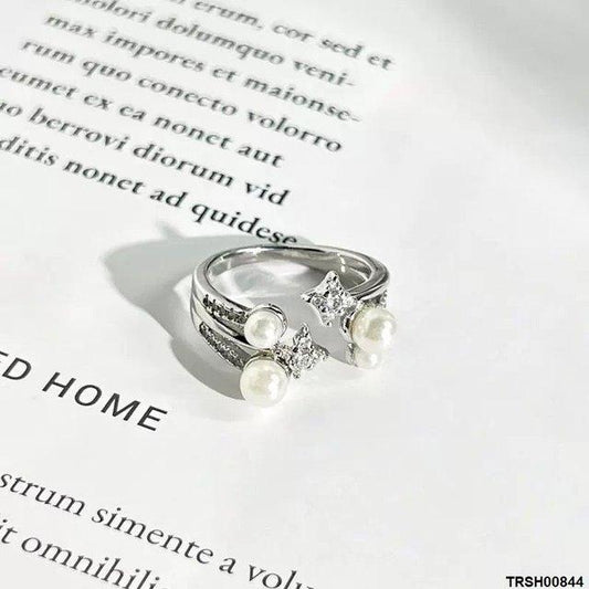 TRSH00844 SJS Pearl Star Ring Adjustable - TRSH