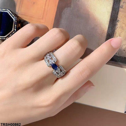 TRSH00862 KYC Oval  Blue Stone Ring -  TRSH