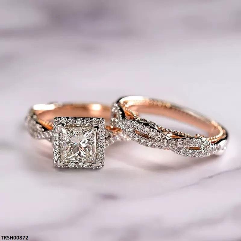 TRSH00872 CSH Square Stone Double Ring - TRSH
