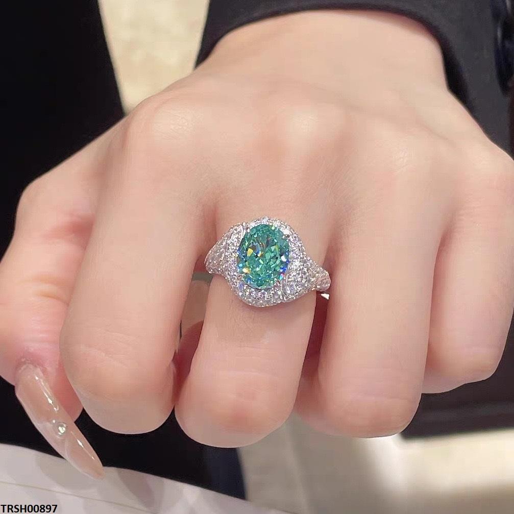 TRSH00897 KRL Oval ZIRCON Stone Ring Adjustable -TRSH