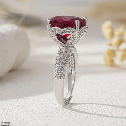 TRSH00903 YLE Round ZIRCON Stone Ring Adjustable - TRSH