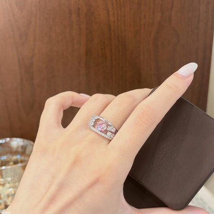 TRSH00919 CJD Round Pink Stone Ring Adjustable - TRSH