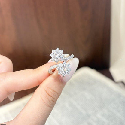 TRSH00920  CJD Double Flower Ring Adjustable - TRSH