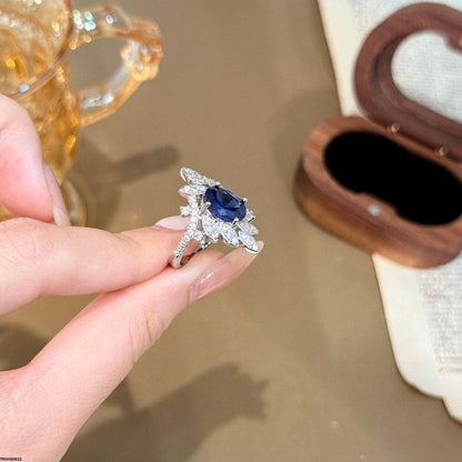 TRSH00922 CJD Oval Blue Stone Ring Adjustable - TRSH
