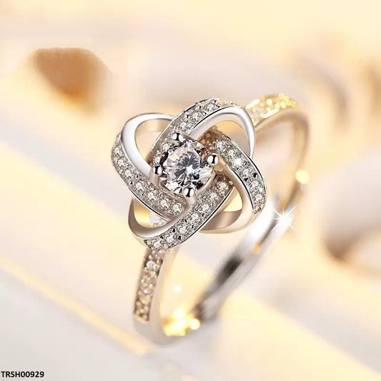TRSH00929 JJF Round Stone Zircon Ring Adjustable - TRSH