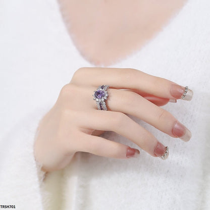 TRSH701 BLX Oval/Flower Ring Adjustable