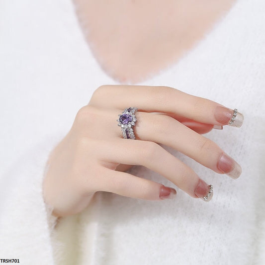 TRSH701 BLX Oval/Flower Ring Adjustable