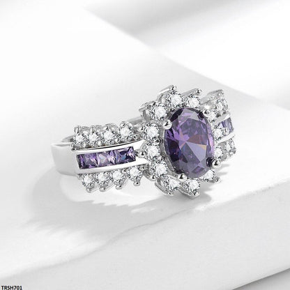 TRSH701 BLX Oval/Flower Ring Adjustable