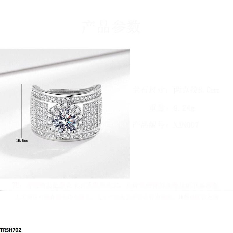 TRSH702 BLX Pave Round Stone Ring Adjustable