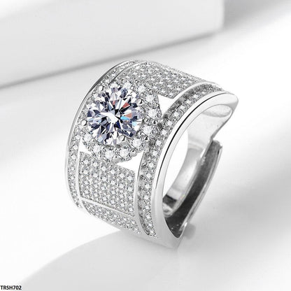TRSH702 BLX Pave Round Stone Ring Adjustable