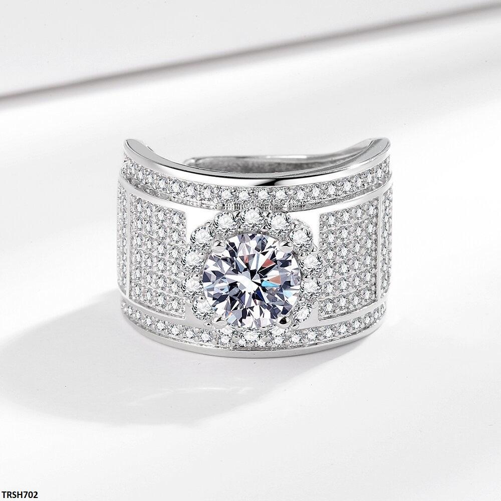TRSH702 BLX Pave Round Stone Ring Adjustable