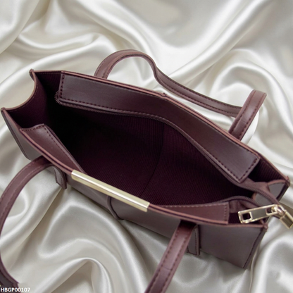 HBGP00107 Rectangular Tote Ladies Hand Bag - Dark Brown - HBGP