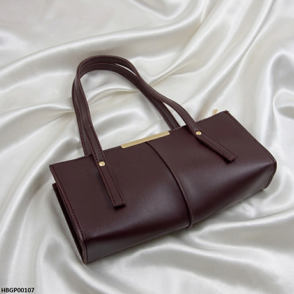 HBGP00107 Rectangular Tote Ladies Hand Bag - Dark Brown - HBGP
