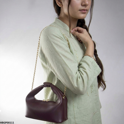 HBGP00111 Trendy Ladies Hand Bag - Dark Brown - HBGP