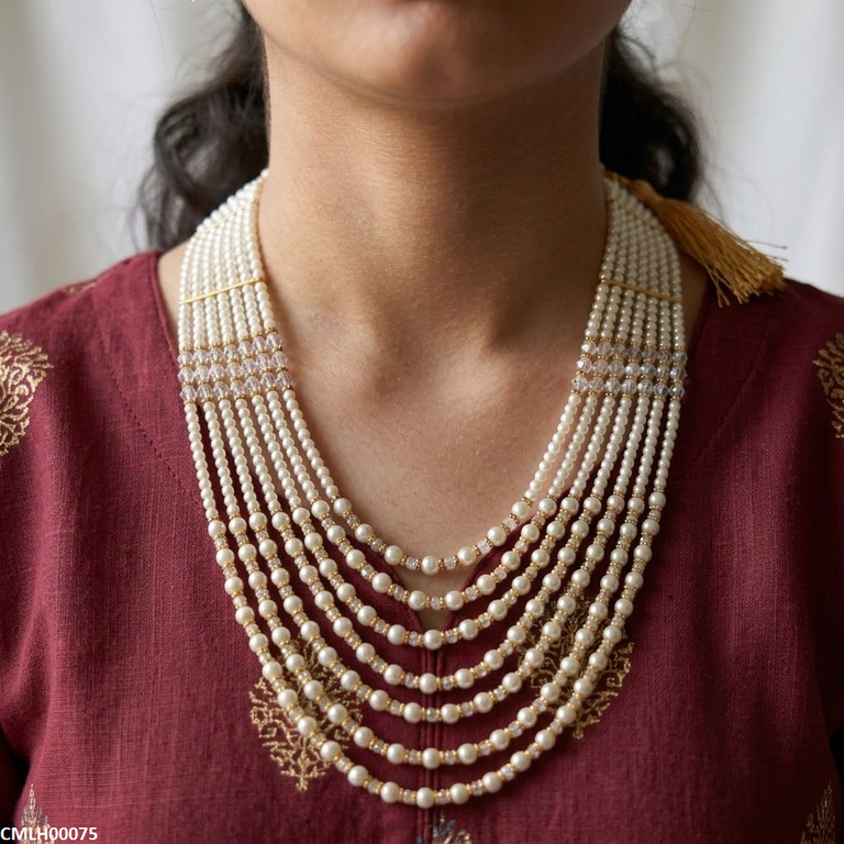CMLH00075 SDQ SDQ Pearl 7 Layered Mala - CMLH