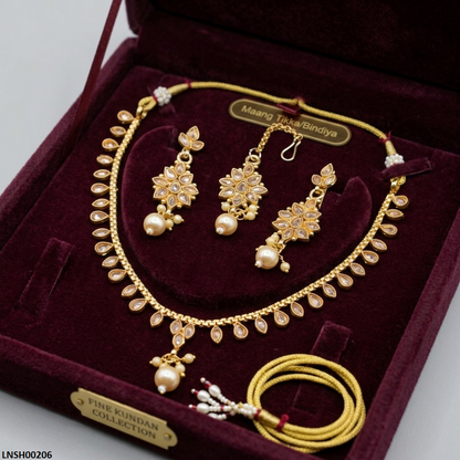 LNSH00206 ANI Marquise Peral Drop  Necklace Set - LNSH