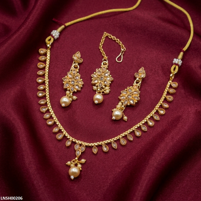 LNSH00206 ANI Marquise Peral Drop  Necklace Set - LNSH