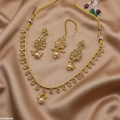 LNSH00204 ANI Tear Pearl Drop Necklace Set - LNSH