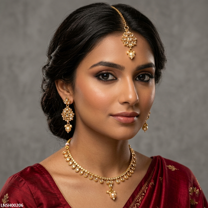 LNSH00206 ANI Marquise Peral Drop  Necklace Set - LNSH