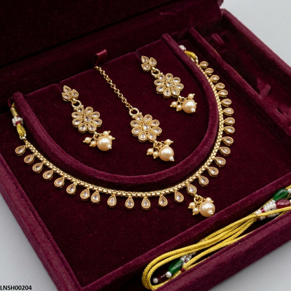 LNSH00204 ANI Tear Pearl Drop Necklace Set - LNSH