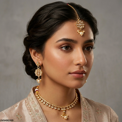 LNSH00209 ANI Marquise/Tear Pearl Drop Necklace Set - LNSH