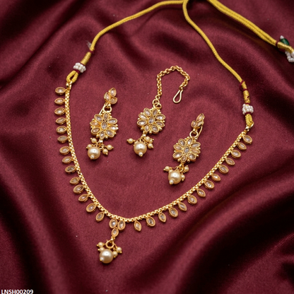LNSH00209 ANI Marquise/Tear Pearl Drop Necklace Set - LNSH