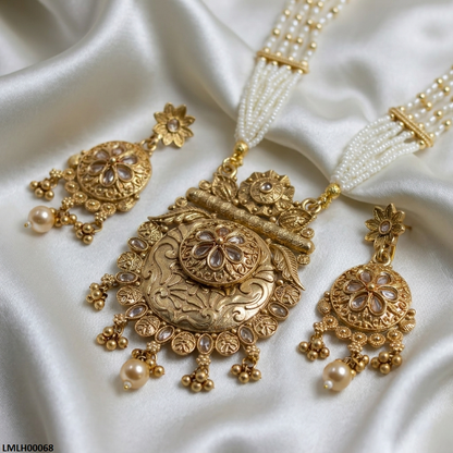 LMLH00068 ANI Flower Pearl Drop Mala Set - LMLH