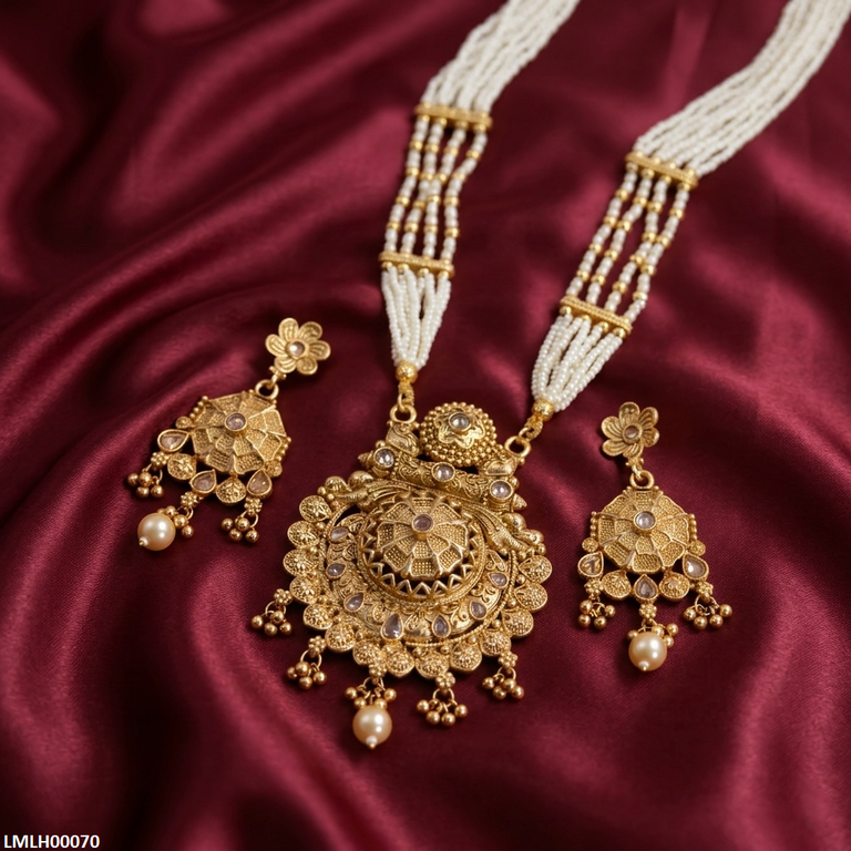 LMLH00070 ANI Round Pearl Drop Mala Set - LMLH