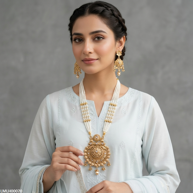 LMLH00070 ANI Round Pearl Drop Mala Set - LMLH