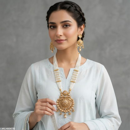 LMLH00070 ANI Round Pearl Drop Mala Set - LMLH
