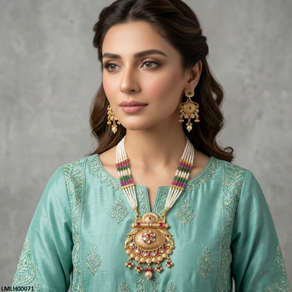 LMLH00071 ANI Tear Pearl Drop Mala Set - LMLH