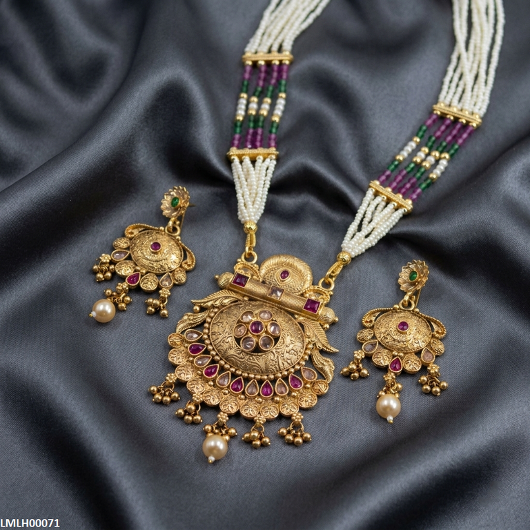 LMLH00071 ANI Tear Pearl Drop Mala Set - LMLH