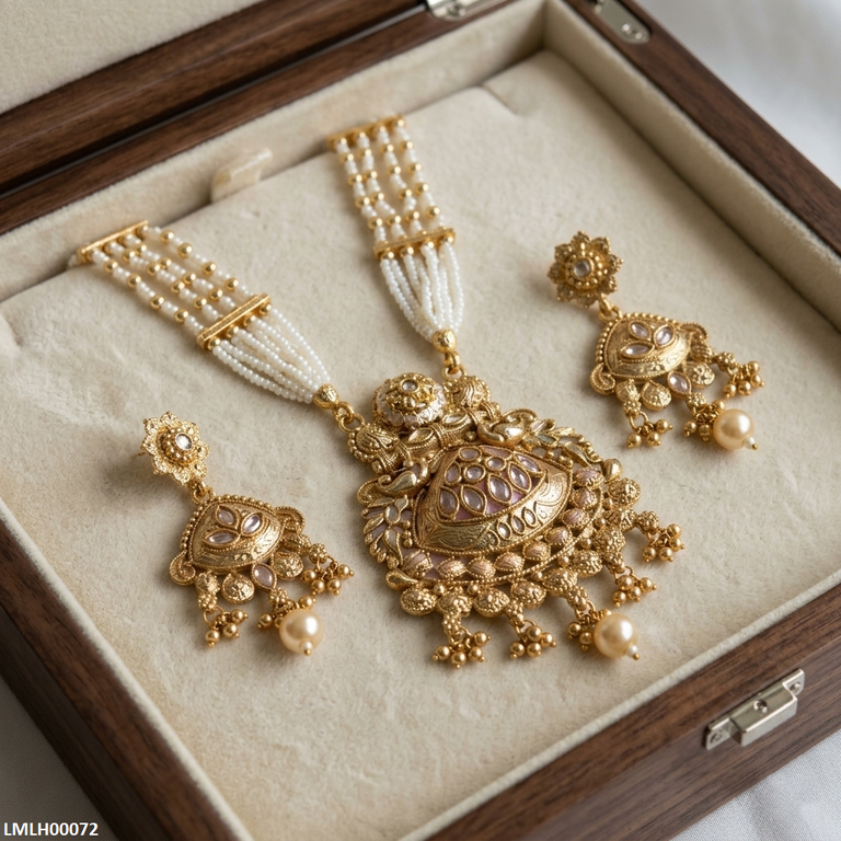 LMLH00072 ANI Marquise Pearl Drop Mala Set - LMLH