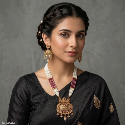 LMLH00074 ANI Round Pearl Drop Mala Set - LMLH