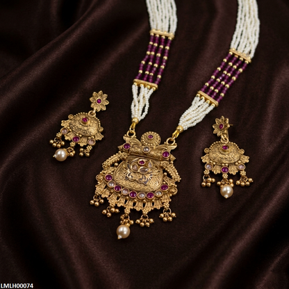 LMLH00074 ANI Round Pearl Drop Mala Set - LMLH