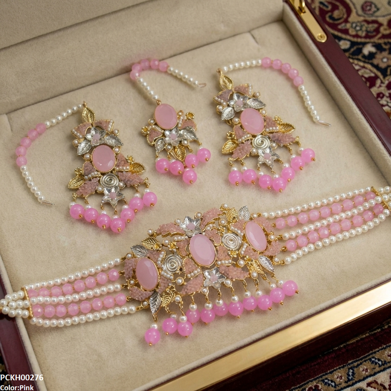 PCKH00276 SDQ Oval Pearl Drop Choker Set - PCKH