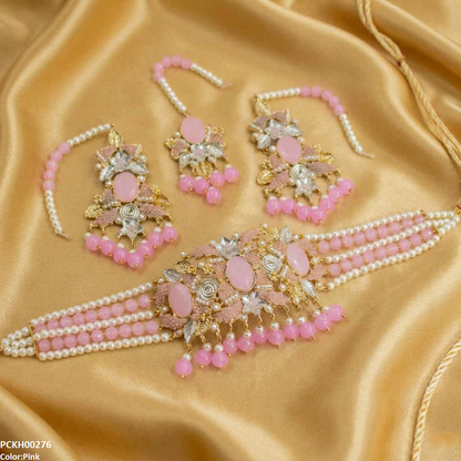 PCKH00276 SDQ Oval Pearl Drop Choker Set - PCKH